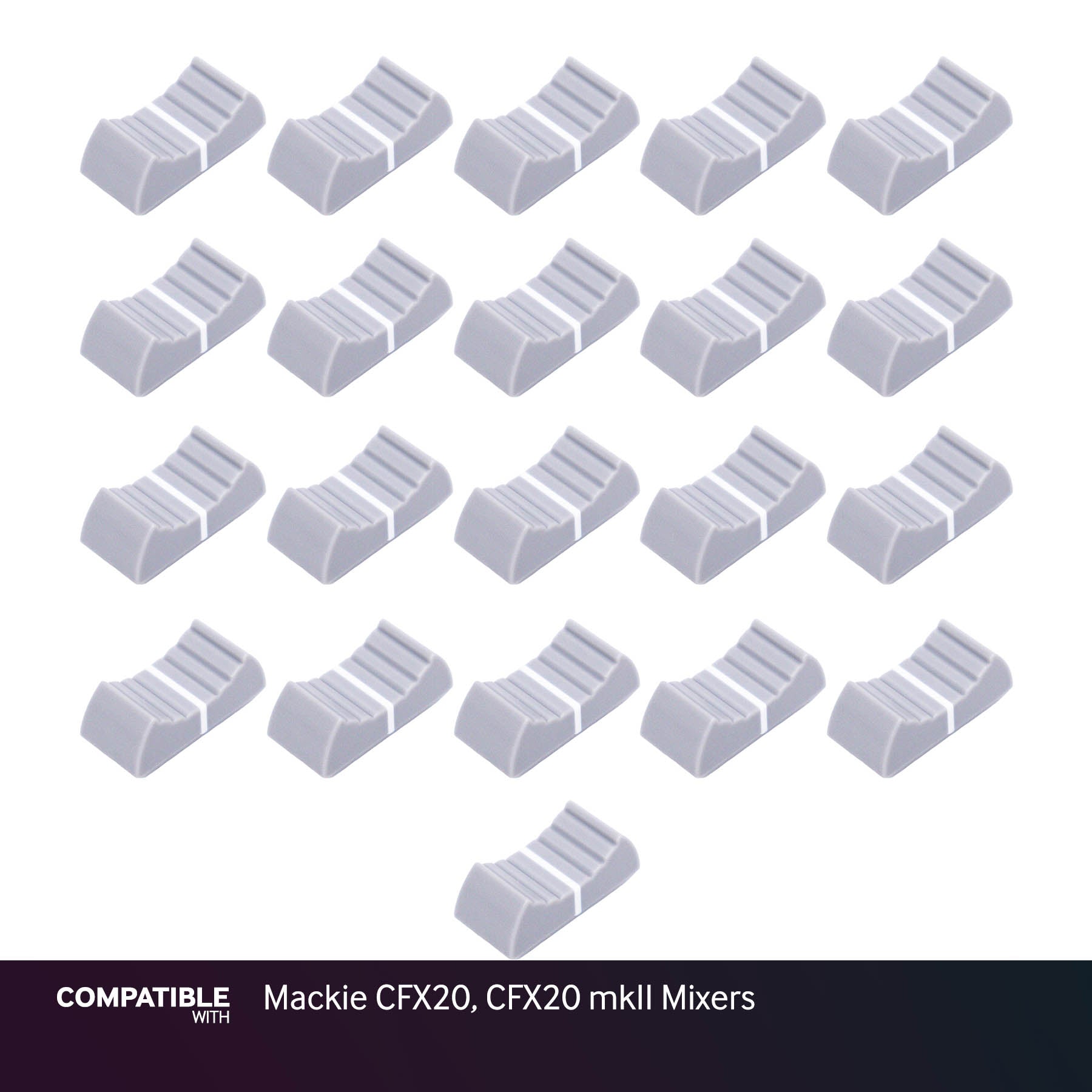 Set of 21 Light Gray Fader Caps for Mackie CFX20, CFX20 mkII Mixers