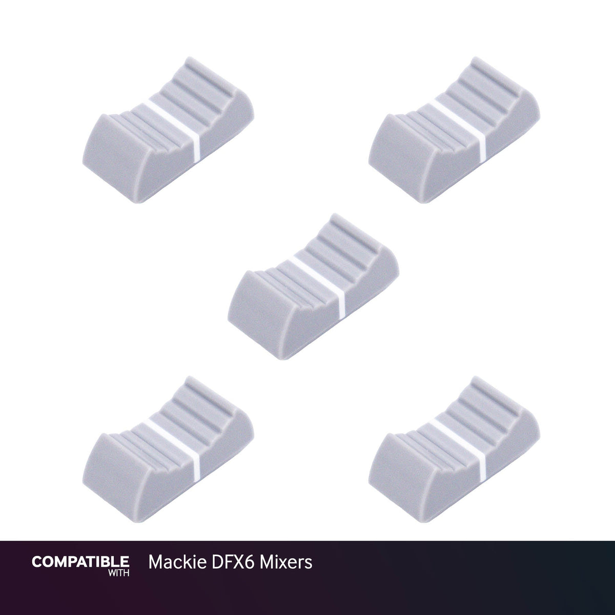 Set of 5 Light Gray Fader Caps for Mackie DFX6 Mixers