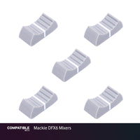 Set of 5 Light Gray Fader Caps for Mackie DFX6 Mixers