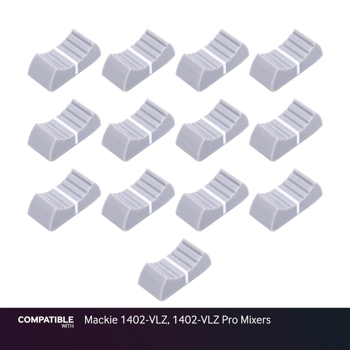 Set of 13 Light Gray Fader Caps for Mackie 1402-VLZ, 1402-VLZ Pro Mixers