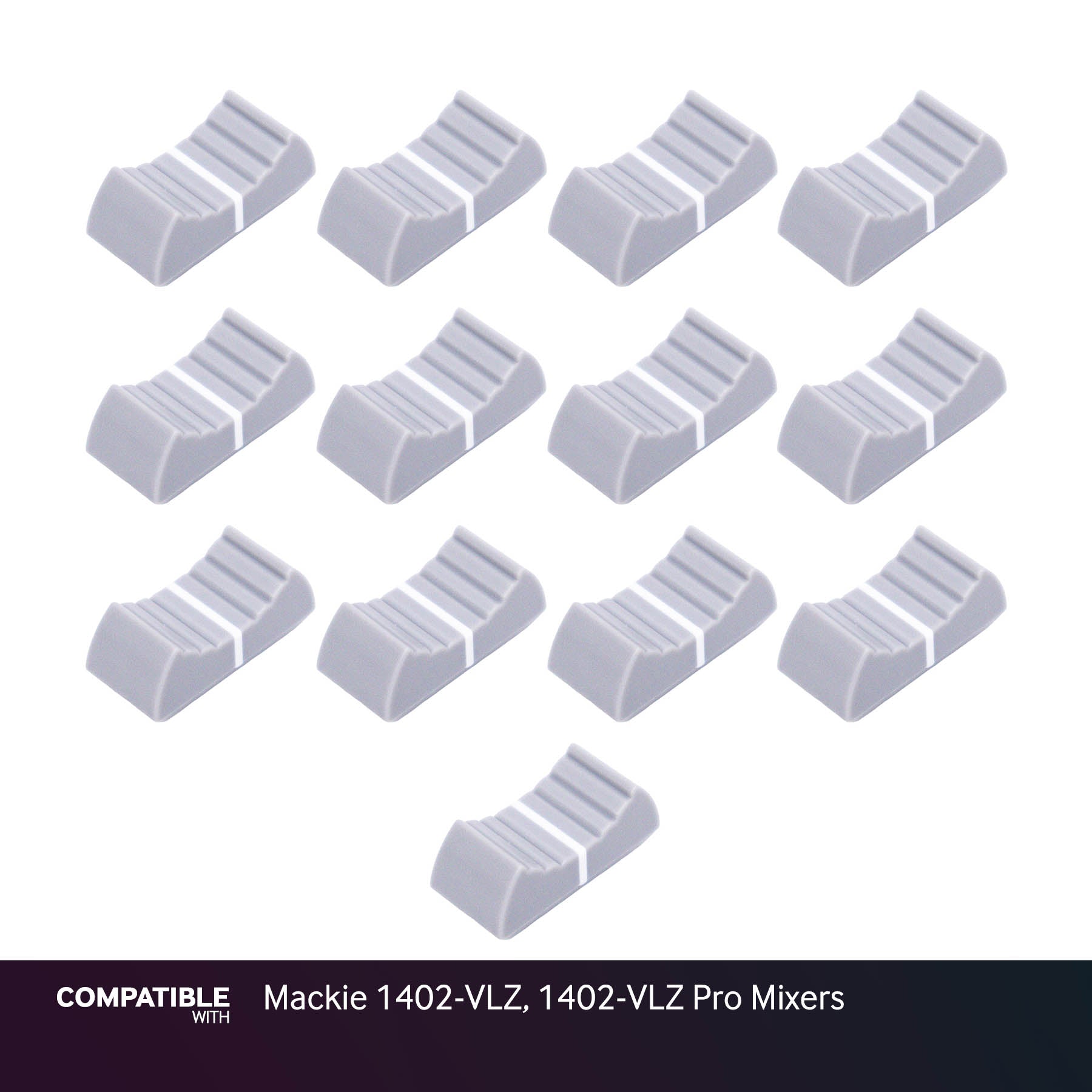 Set of 13 Light Gray Fader Caps for Mackie 1402-VLZ, 1402-VLZ Pro Mixers