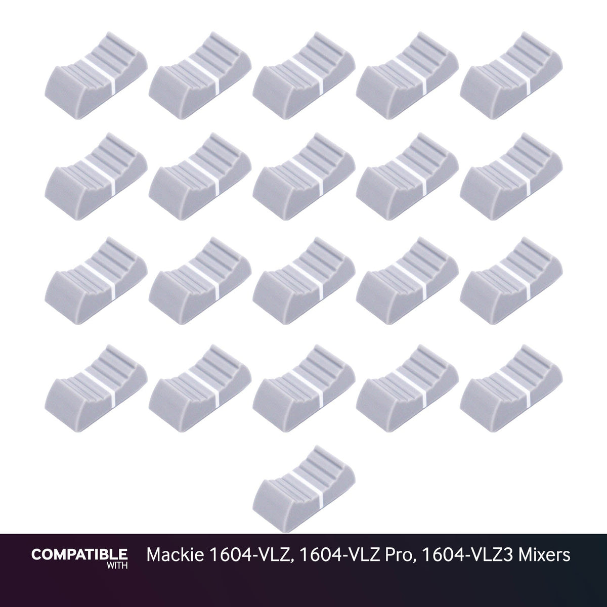 Set of 21 Light Gray Fader Caps for Mackie 1604-VLZ, 1604-VLZ Pro, 1604-VLZ3 Mixers
