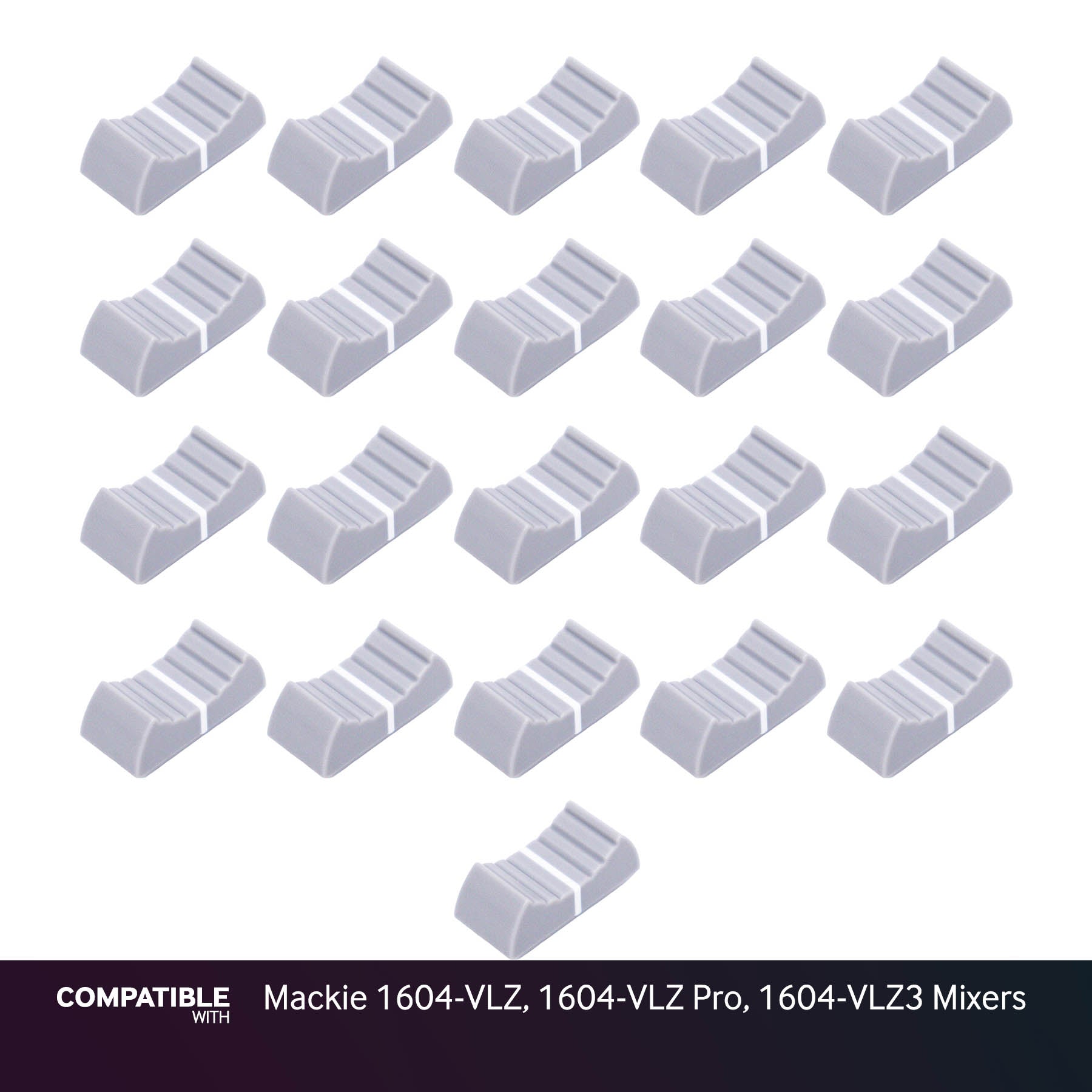 Set of 21 Light Gray Fader Caps for Mackie 1604-VLZ, 1604-VLZ Pro, 1604-VLZ3 Mixers
