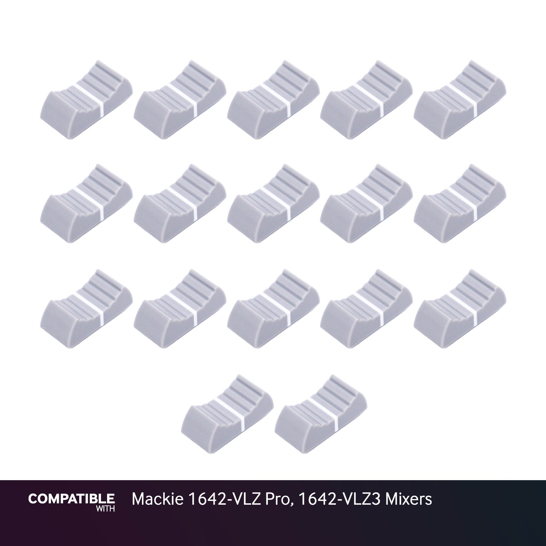 Set of 17 Light Gray Fader Caps for Mackie 1642-VLZ Pro, 1642-VLZ3 Mixers