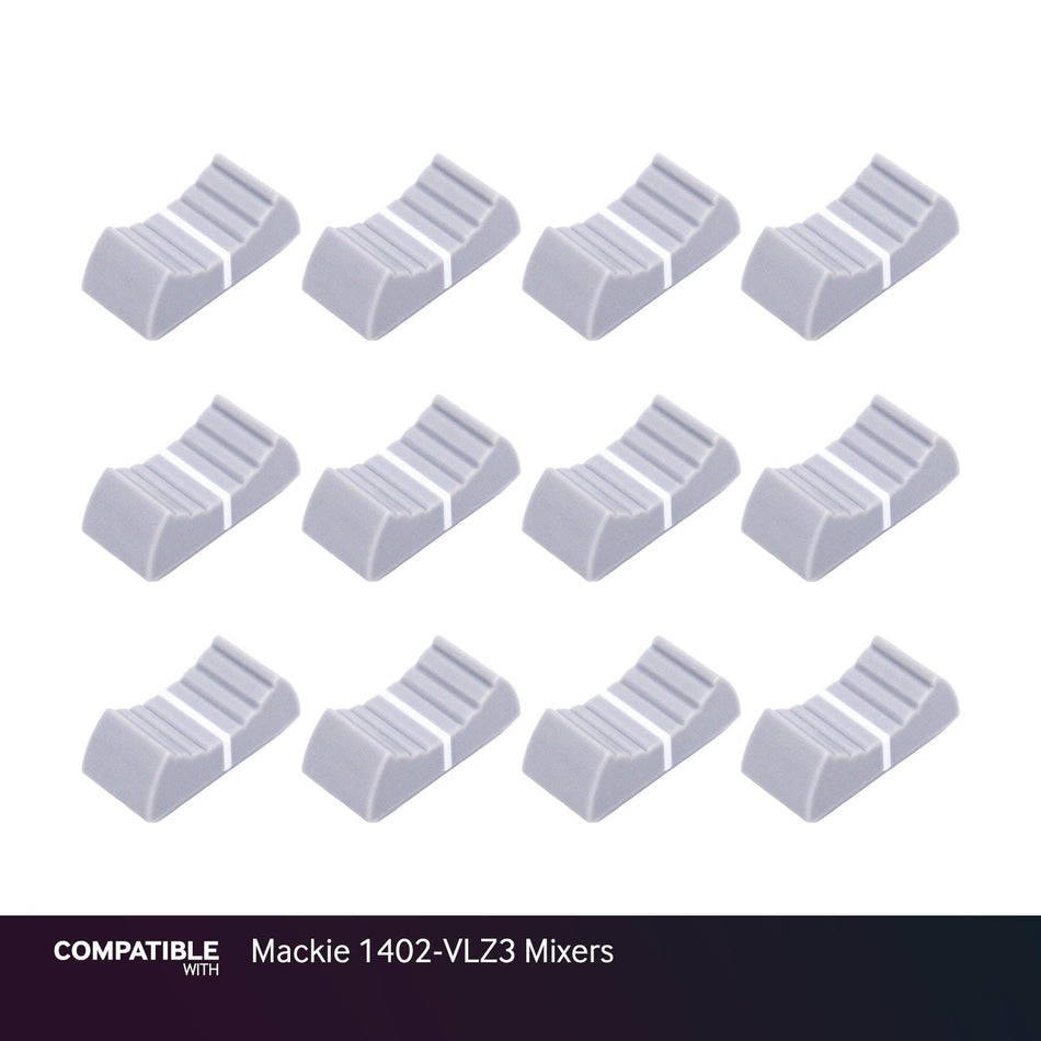 Set of 12 Light Gray Fader Caps for Mackie 1402-VLZ3 Mixers