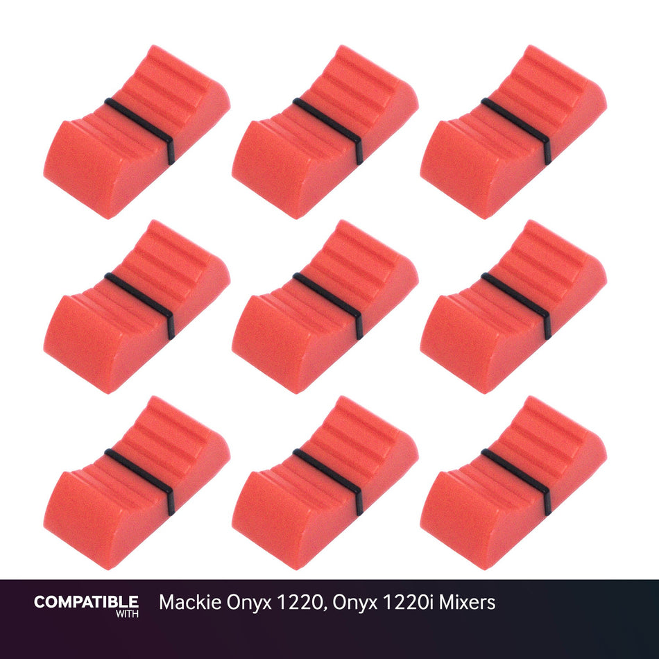 Set of 9 Red Fader Caps for Mackie Onyx 1220, Onyx 1220i Mixers