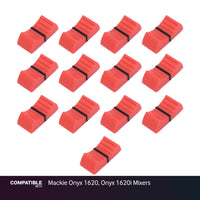 Set of 13 Red Fader Caps for Mackie Onyx 1620, Onyx 1620i Mixers