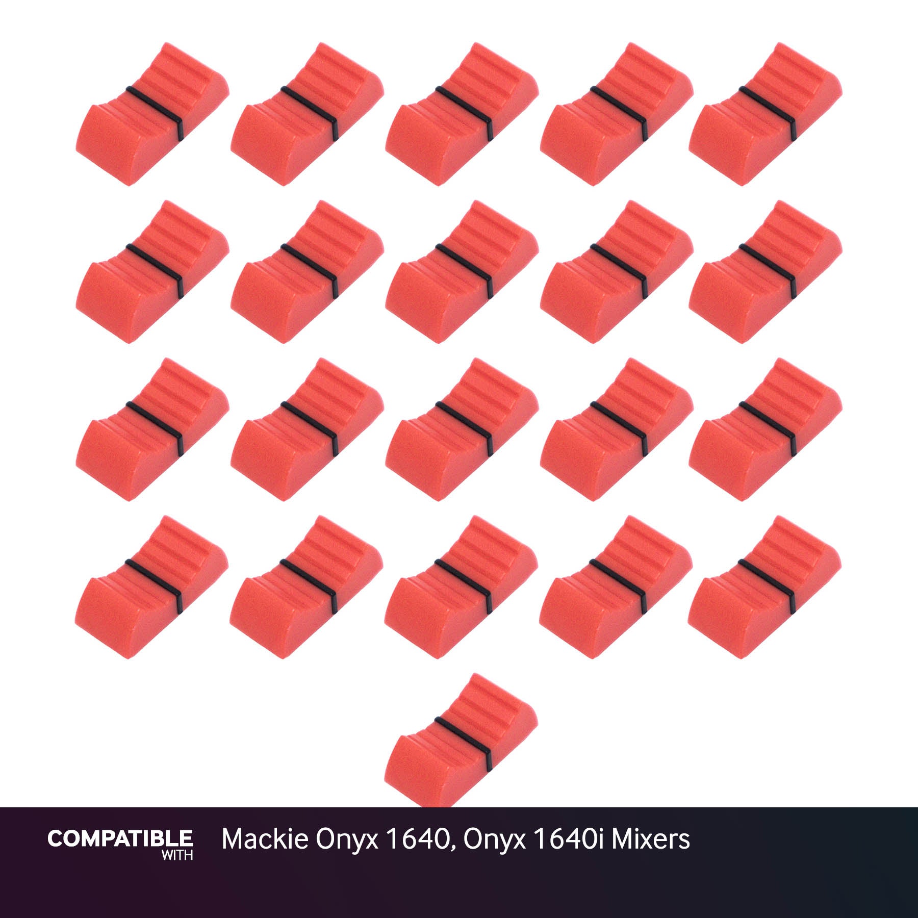 Set of 21 Red Fader Caps for Mackie Onyx 1640, Onyx 1640i Mixers