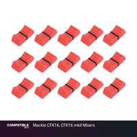 Set of 15 Red Fader Caps for Mackie CFX16, CFX16 mkII Mixers