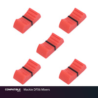 Set of 5 Red Fader Caps for Mackie DFX6 Mixers