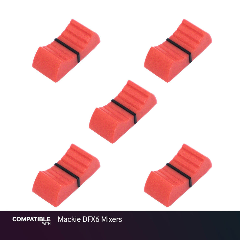 Set of 5 Red Fader Caps for Mackie DFX6 Mixers