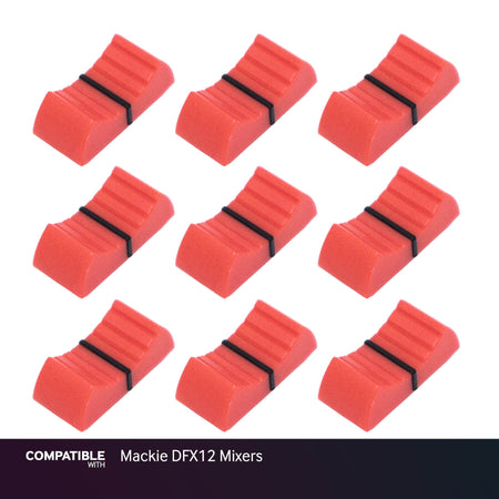 Set of 9 Red Fader Caps for Mackie DFX12 Mixers