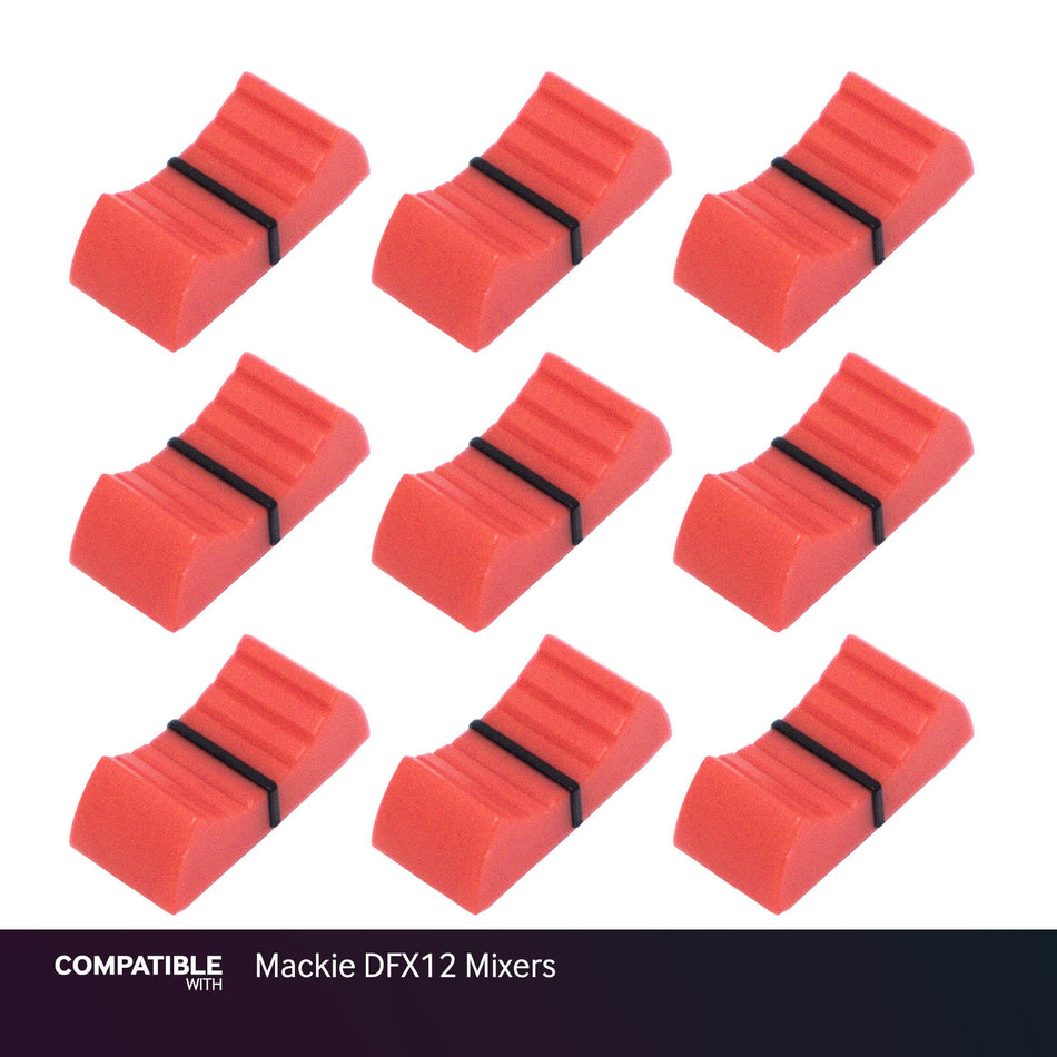Set of 9 Red Fader Caps for Mackie DFX12 Mixers