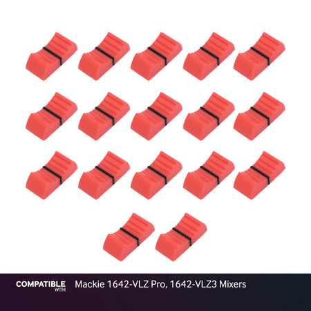 Set of 17 Red Fader Caps for Mackie 1642-VLZ Pro, 1642-VLZ3 Mixers