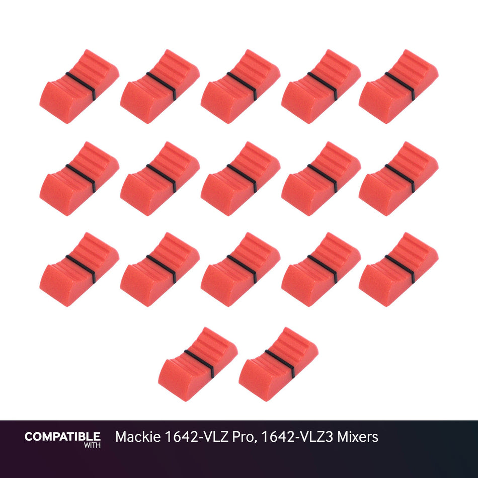 Set of 17 Red Fader Caps for Mackie 1642-VLZ Pro, 1642-VLZ3 Mixers