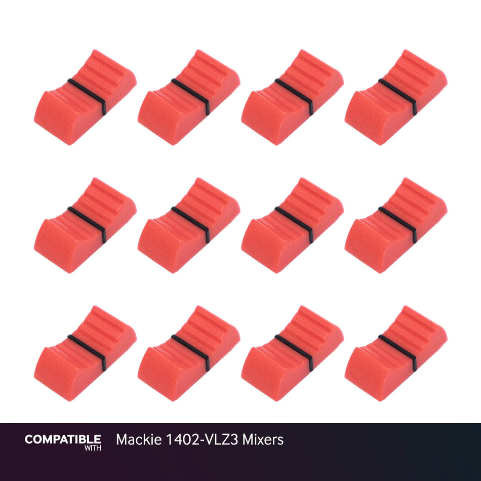 Set of 12 Red Fader Caps for Mackie 1402-VLZ3 Mixers