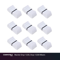 Set of 9 White Fader Caps for Mackie Onyx 1220, Onyx 1220i Mixers