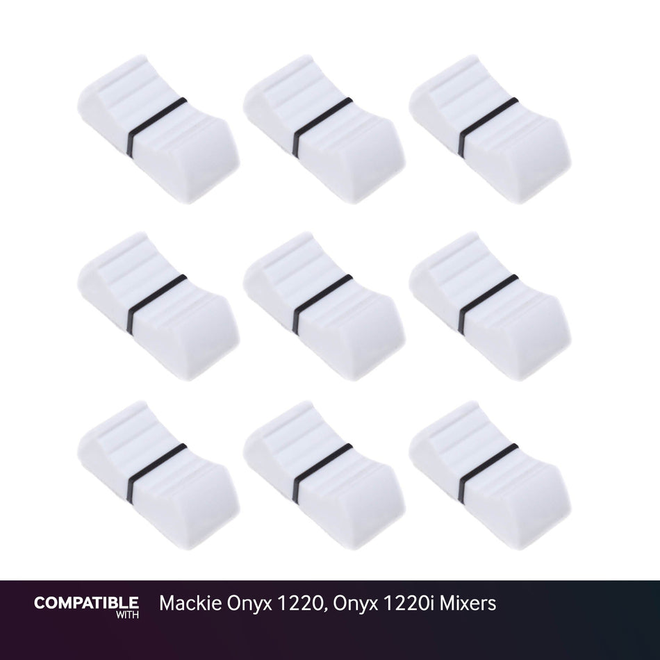 Set of 9 White Fader Caps for Mackie Onyx 1220, Onyx 1220i Mixers