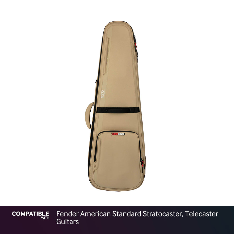 Gator Tan ICON Case for Fender American Standard Stratocaster, Telecaster Guitars