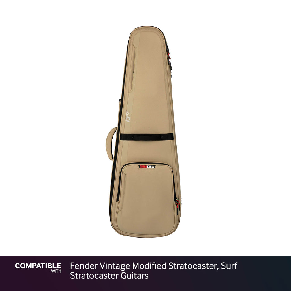 Gator Tan ICON Case for Fender Vintage Modified Stratocaster, Surf Stratocaster Guitars