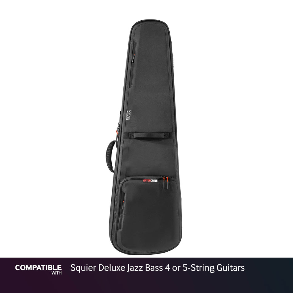 Gator Black ICON Case for Squier Deluxe Jazz Bass 4 or 5-String Guitars