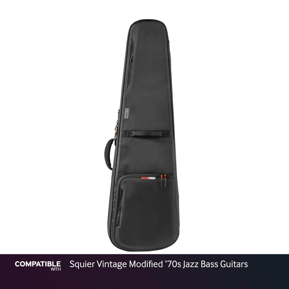 Gator Black ICON Case for Squier Vintage Modified '70s Jazz Bass Guitars