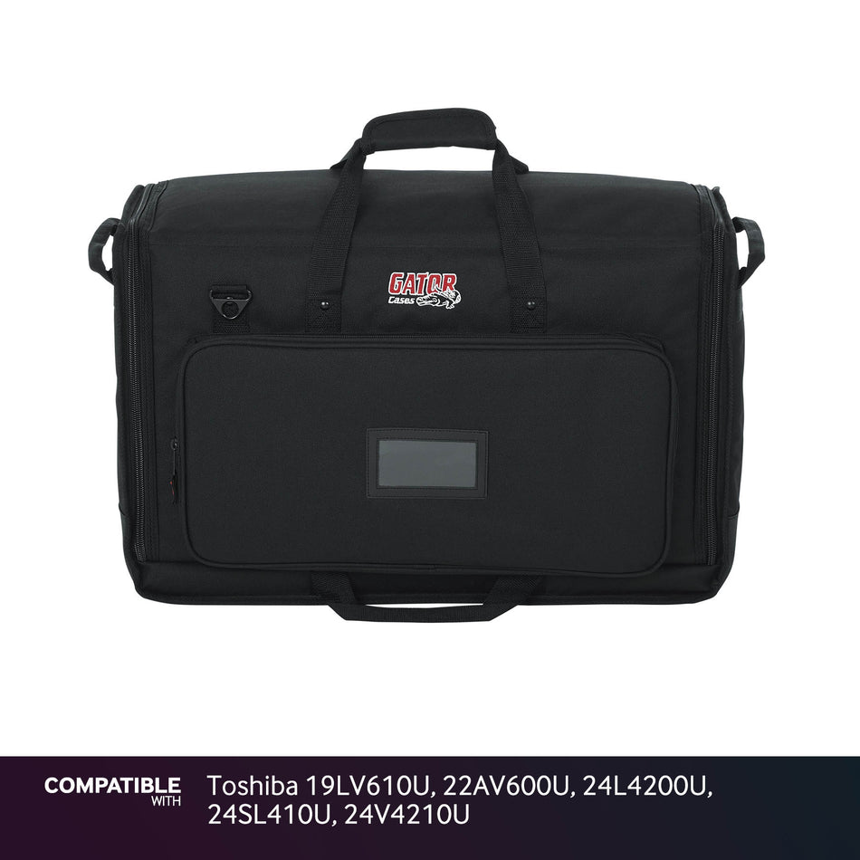 Gator LCD Screen Gig Bag for Toshiba 19LV610U, 22AV600U, 24L4200U, 24SL410U, 24V4210U