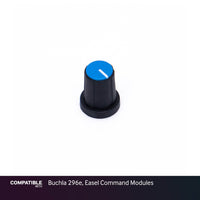 9mm Black Knob with Blue Cap for Buchla 296e, Easel Command Modules