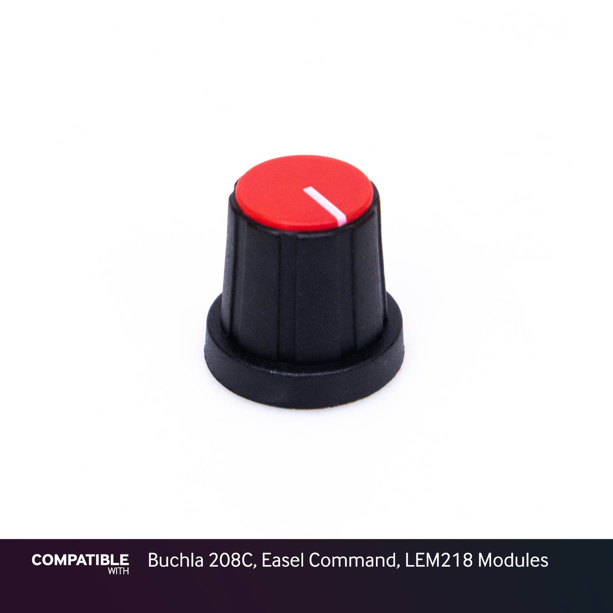 15mm Black Knob with Red Cap for Buchla 208C, Easel Command, LEM218 Modules