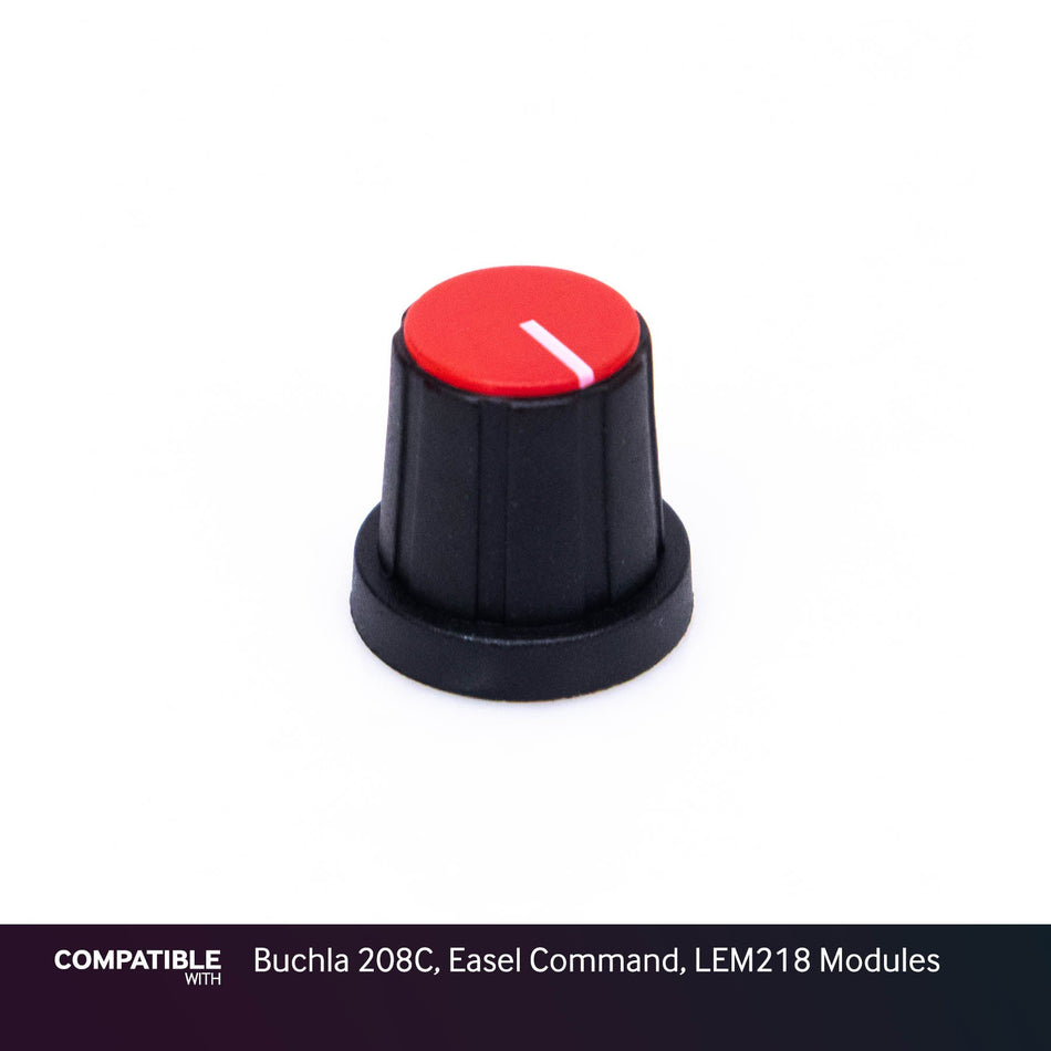 15mm Black Knob with Red Cap for Buchla 208C, Easel Command, LEM218 Modules