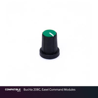 9mm Black Knob with Green Cap for Buchla 208C, Easel Command Modules