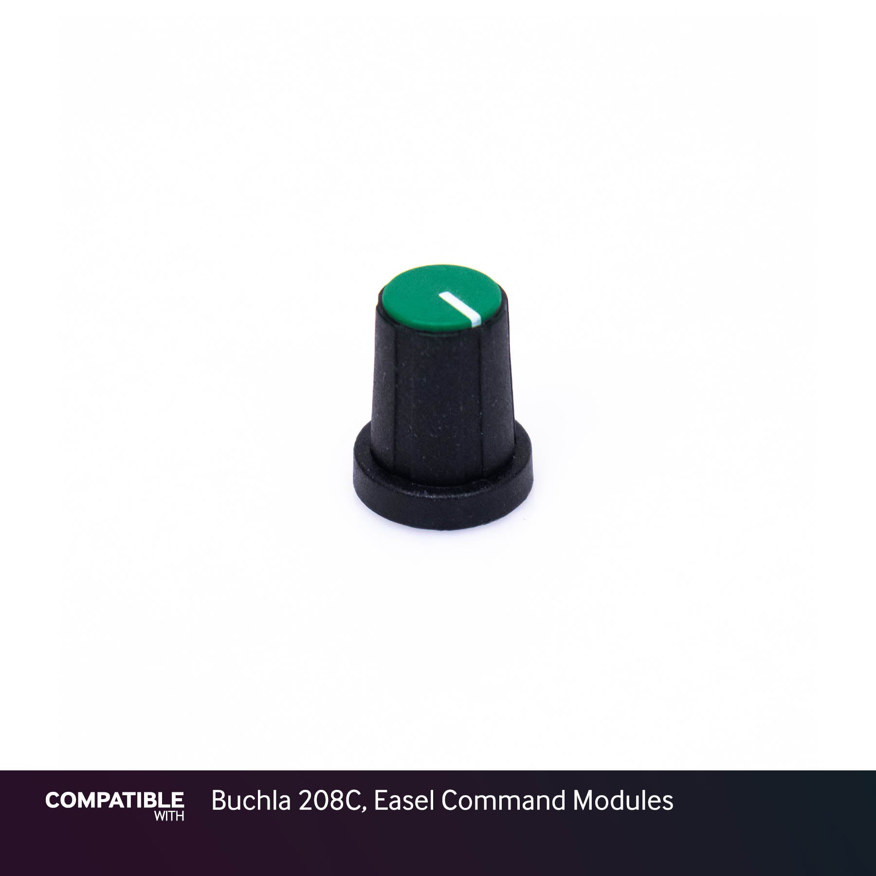 9mm Black Knob with Green Cap for Buchla 208C, Easel Command Modules