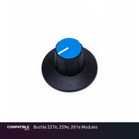Black Dial D-Shaft Knob with Blue Cap for Buchla 227e, 259e, 261e Modules