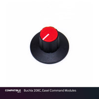 Black Dial D-Shaft Knob with Red Cap for Buchla 208C, Easel Command Modules
