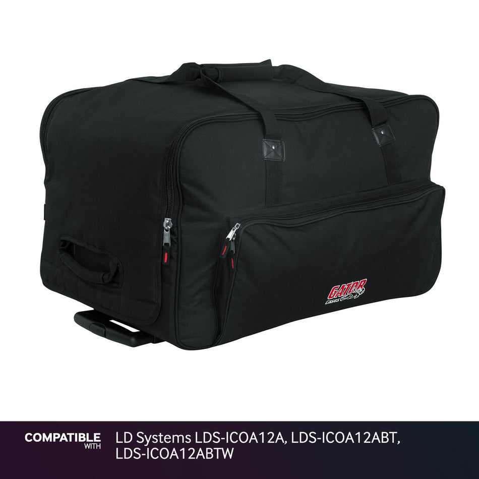 Gator Rolling Speaker Bag for LD Systems LDS-ICOA12A, LDS-ICOA12ABT, LDS-ICOA12ABTW