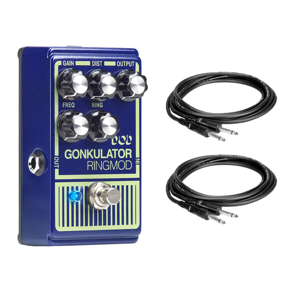 Digitech DOD Gonkulator Ring Modulator Pedal w/ 2 Hosa 1/4" Cables Bundle