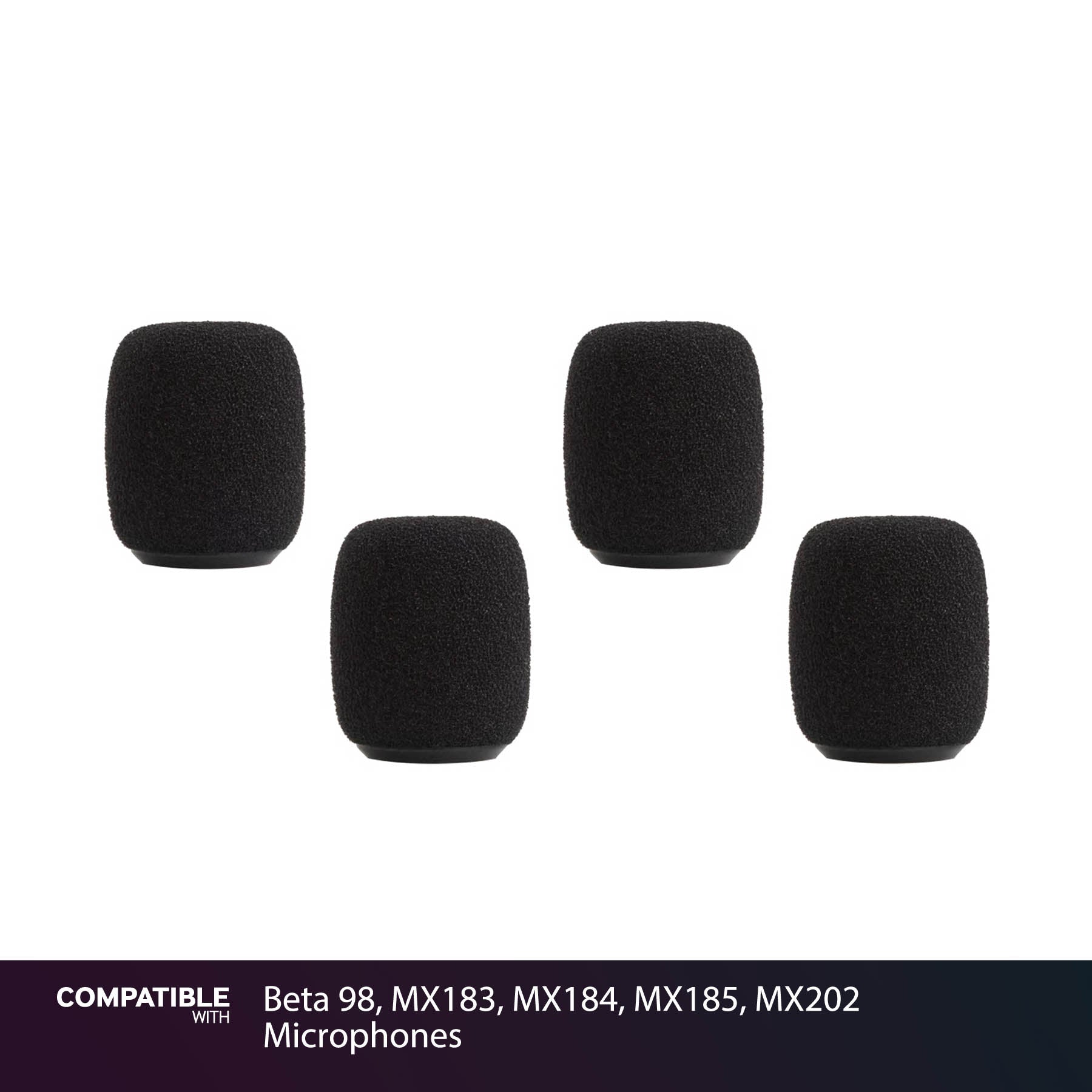 Shure Snap-Fit Windscreens (4-Pack) for Beta 98, MX183, MX184, MX185, MX202 Microphones