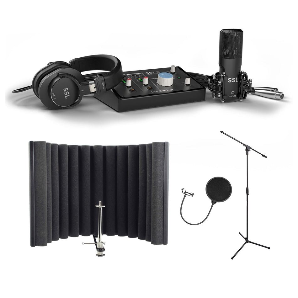 SSL SSL2 Recording Pack Bundle with RF-X Acoustic Shield, Mic Stand, Pop Filter