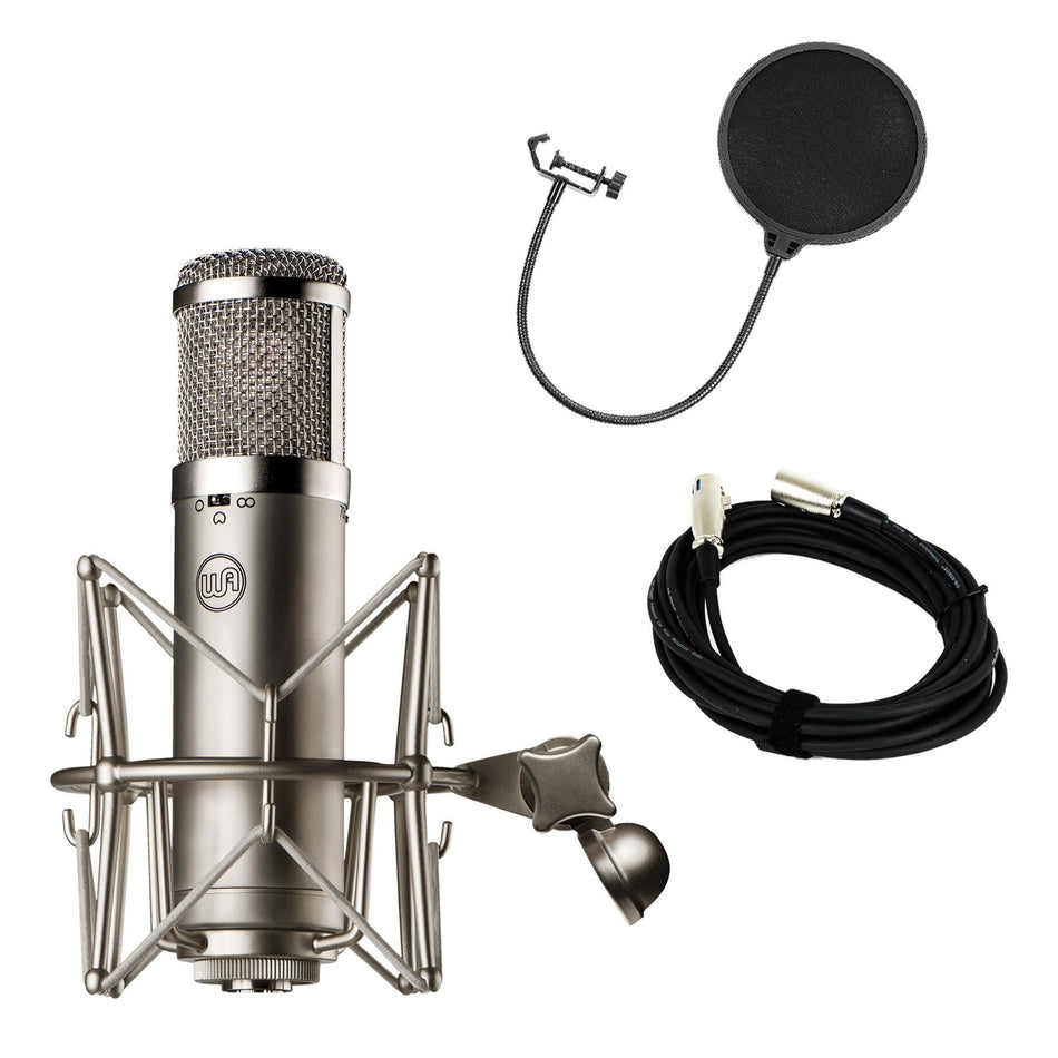 Warm Audio WA-47jr Microphone w/ 20-foot XLR Cable & Pop Filter Bundle
