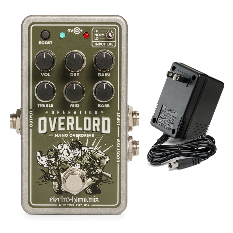 Electro-Harmonix Nano Operation Overlord Allied Overdrive Guitar Effects Pedal with Power Supply