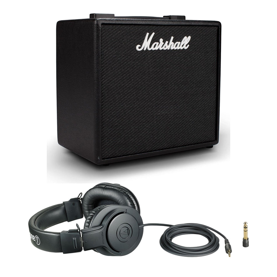 Marshall CODE25 Digital Combo Amplifier Bundle with Audio-Technica ATH-M20x Headphones