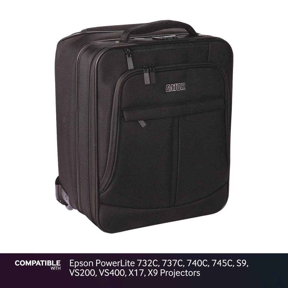 Gator Laptop & Projector Travel Case with Wheels for Epson PowerLite 732C, 737C, 740C, 745C, S9, VS200, VS400, X17, X9 Projectors