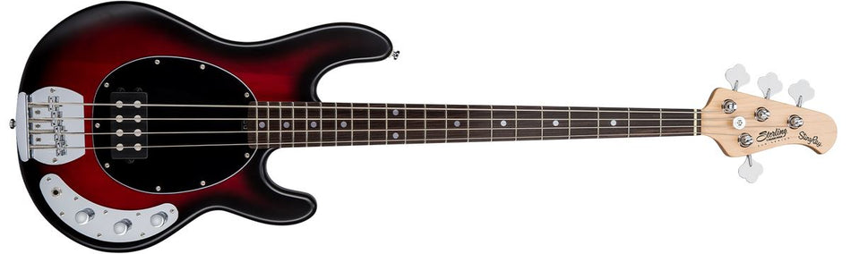 DNLC - Sterling by Music Man StingRay Ray4 Bass, Ruby Red Burst Satin