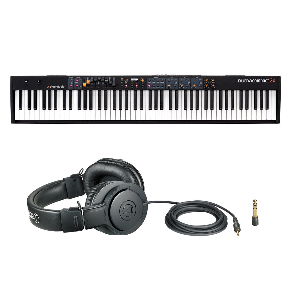 Studiologic Numa Compact 2X 88-Key Keyboard w/ Audio-Technica ATH-M20x Headphones Bundle