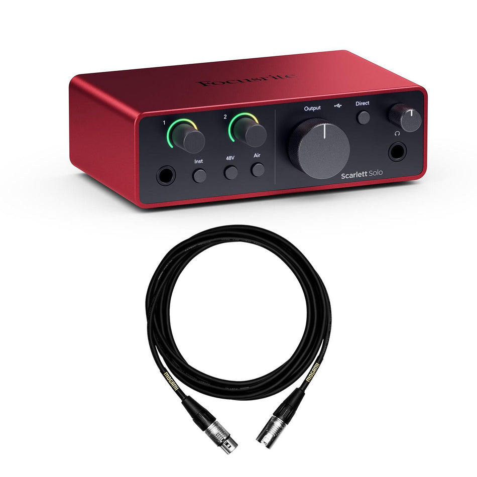 Focusrite Scarlett Solo (4th Gen) USB-C Audio Interface Bundle with Mogami XLR Cable
