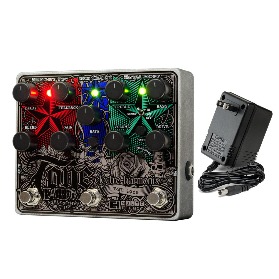 Electro-Harmonix Tone Tattoo Delay/Chorus/Distortion Guitar Multi-Effects Pedal