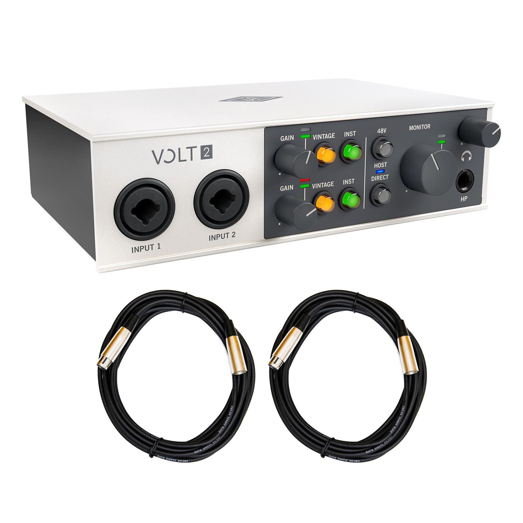 Universal Audio Volt 2 USB-C Audio Interface Bundle with 2 20-foot