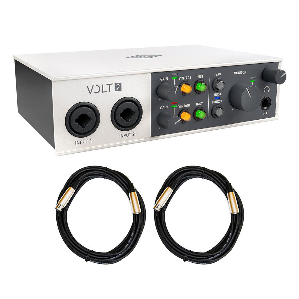 Universal Audio Volt 2 USB-C Audio Interface Bundle with 2 20-foot XLR Cables