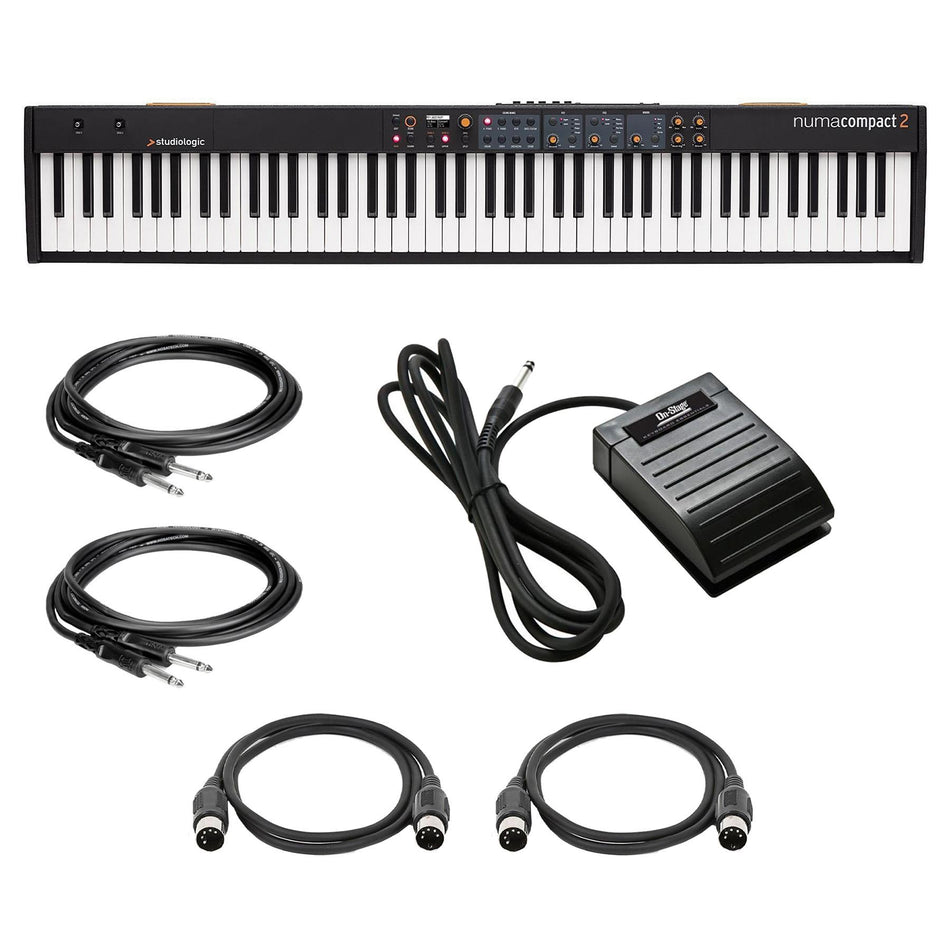 Studiologic Numa Compact 2 88-Note Keyboard w/ Cables & Sustain Pedal Bundle