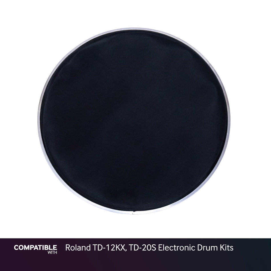Black 12" Mesh Drum Head for Roland TD-12KX, TD-20S Electronic Drum Kits
